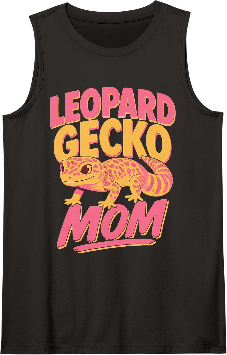 Woman Leopard Gecko Mom Lizard Sleeveless Tank Top - Black