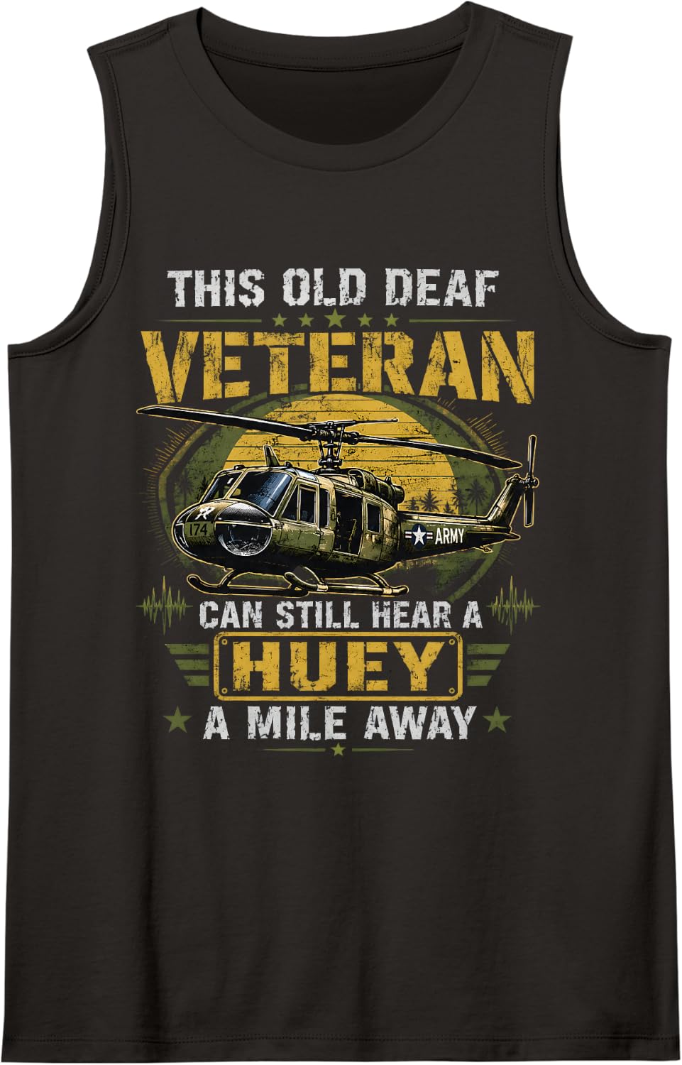 Helicopter Veteran Pilot Aviation Huey Aircraft Heli Pilot Tank Top - Black