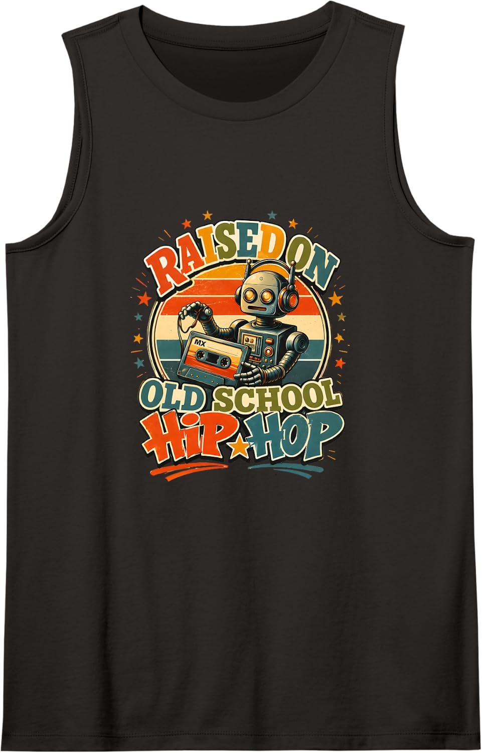 Hip Hop Urban Shirt and 90s 80s Old-School Rap Vintage Retro Sleeveless Tank Top - Black