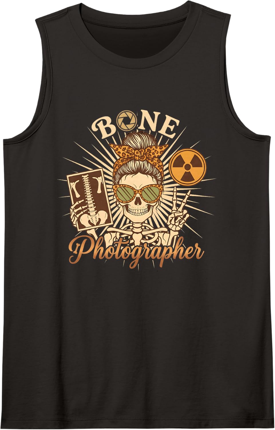 Radiologist Rad Tech Radiology X-ray Tech Bone Photographer Sleeveless Tank Top - Black