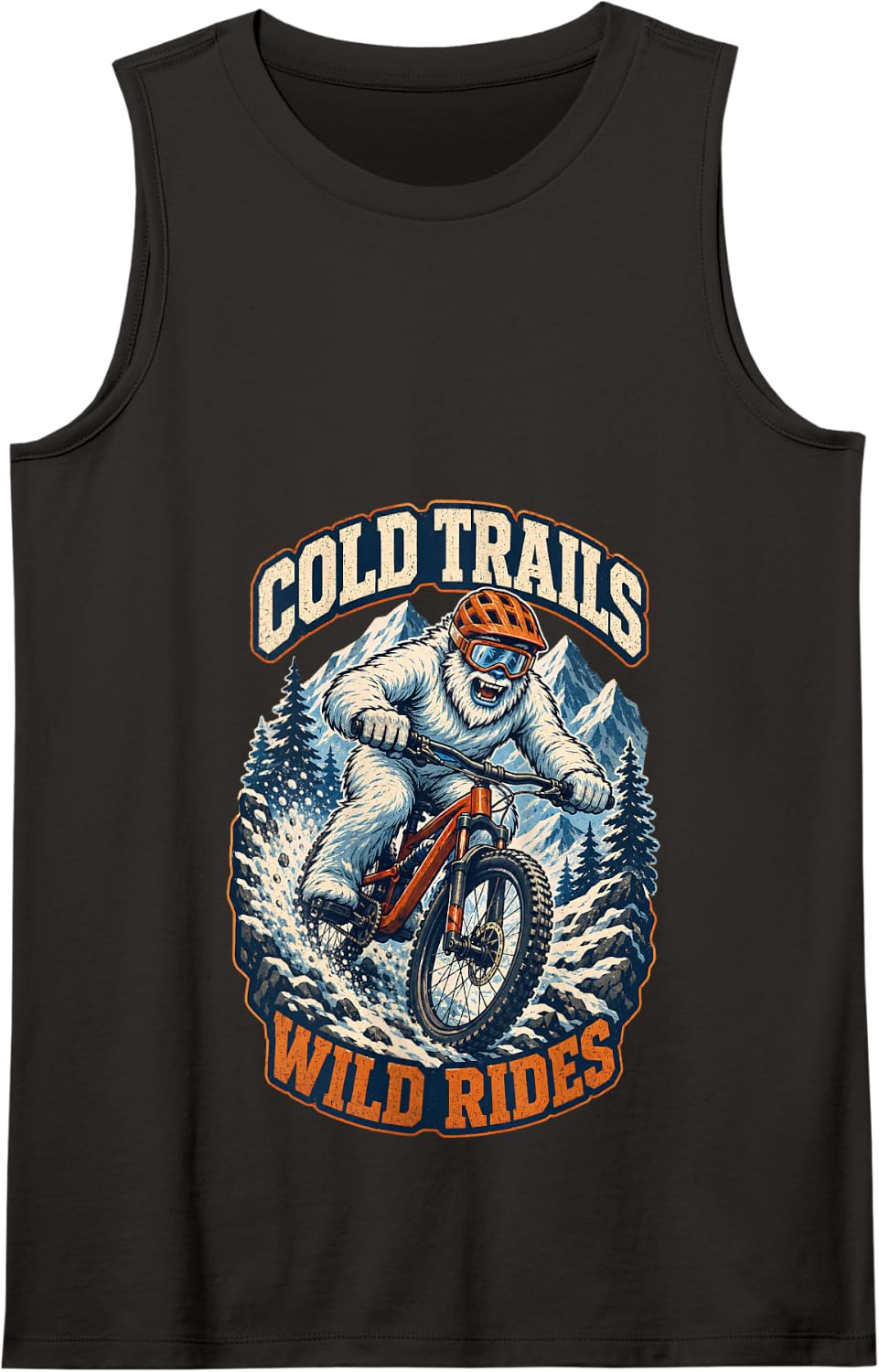 Cold Trails Wild Rides Funny Yeti Mountain Bike MTB Cycling Tank Top - Black