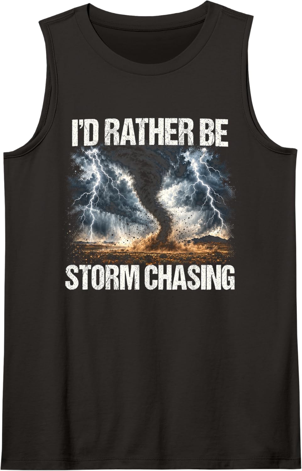 I'd Rather Be Storm Chasing Dusty Twister Sleeveless Tank Top - Black