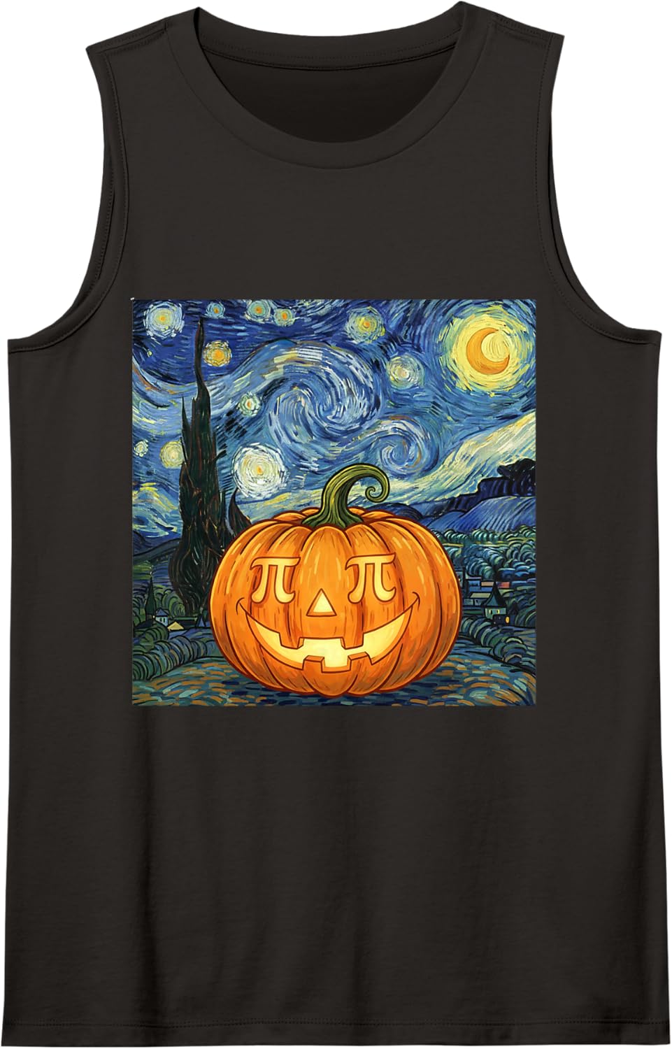 Pumpkin Pi Math Teacher Student Starry Night Halloween Kid Sleeveless Tank Top - Black