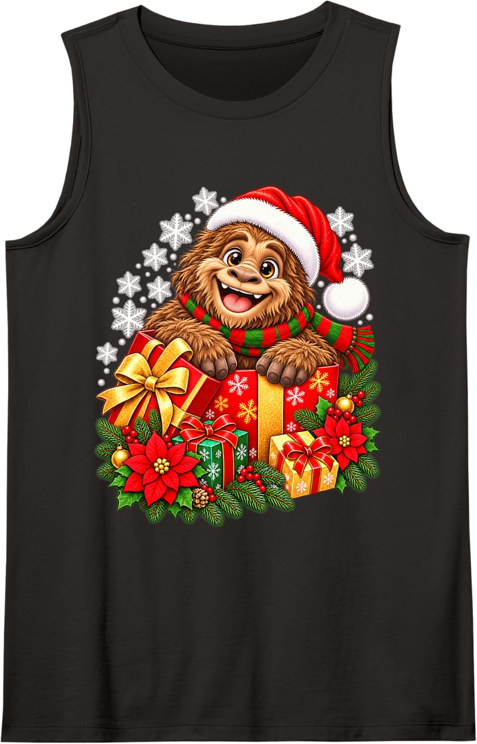 Cute Christmas Rottweiler Santa Hat Winter Holiday Sleeveless Tank Top - Black