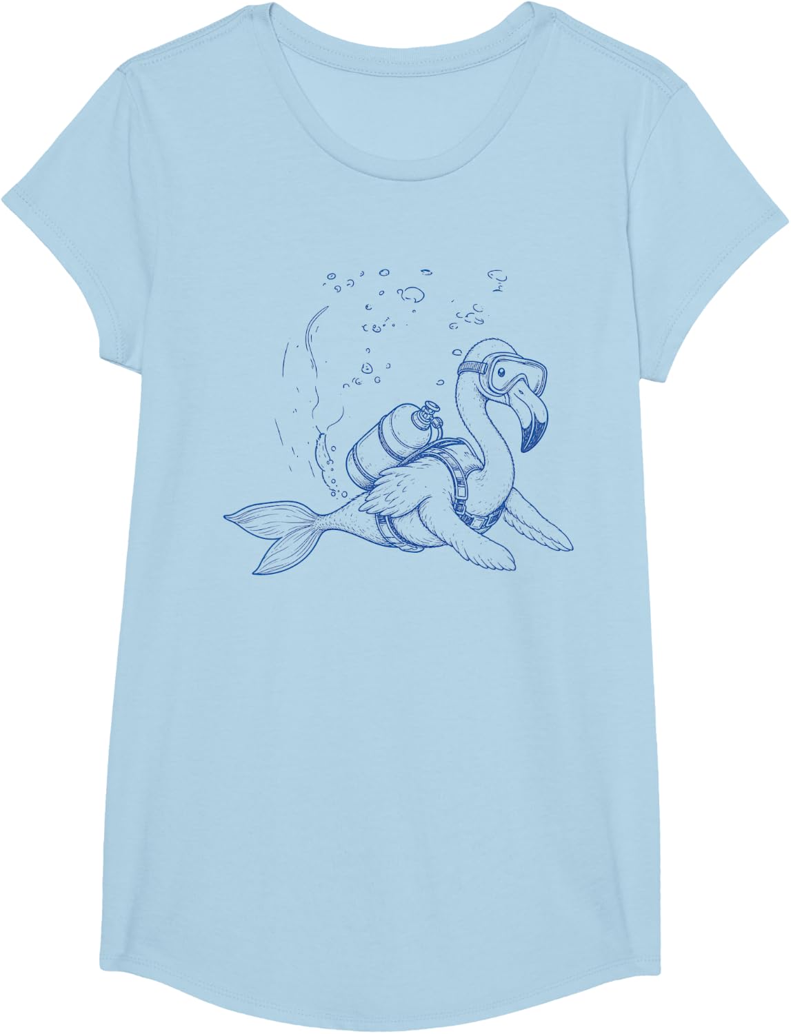 Flamingo Scuba Diving Ocean Dive Flamingo Scuba Diver T-Shirt - Girls Baby Blue
