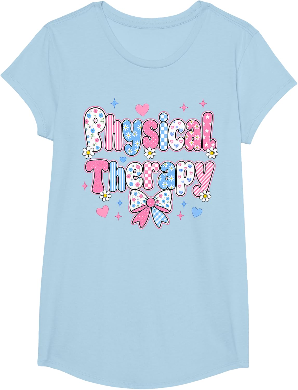 Physical Therapy PT Coquette Bow Physical Therapist Women T-Shirt - Girls Baby Blue