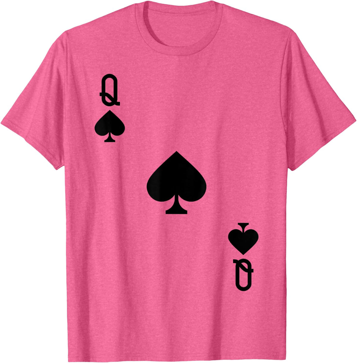 Queen of Spades Costume T-Shirt Halloween Deck of Cards T-Shirt - Pink Heather