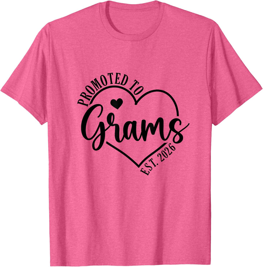 Promoted to Grandma Est 2026 Gifts First Time Grandma Grams T-Shirt - Pink Heather