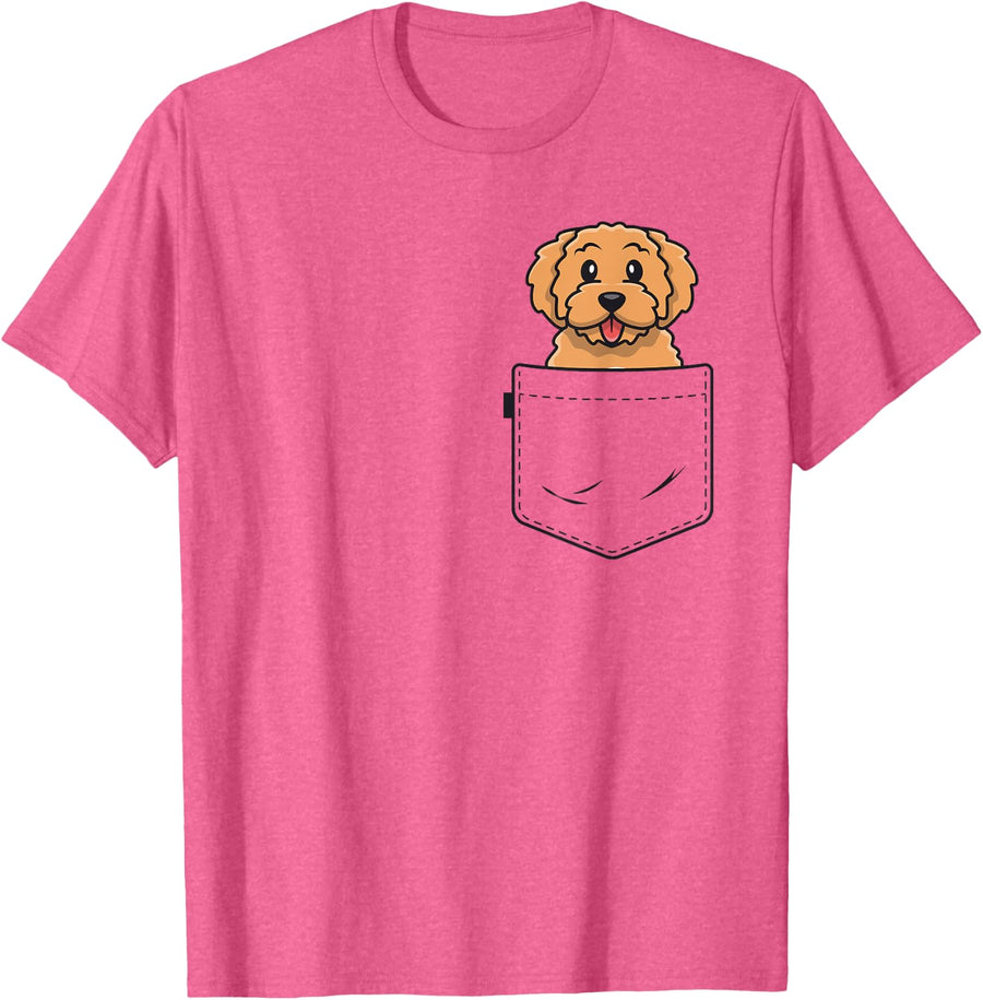 Goldendoodle Pocket Shirt Golden Doodle Shirts for Women T-Shirt - Pink Heather