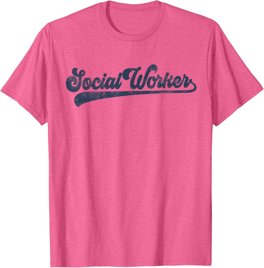 Social Worker Cute Vintage Graphic Social Work T-Shirt - Pink Heather