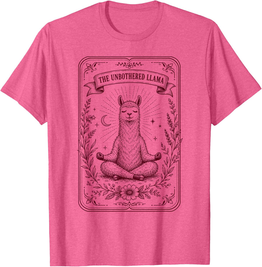 Yoga Meditation Lover Namaste Funny The Unbothered Llama T-Shirt - Pink Heather
