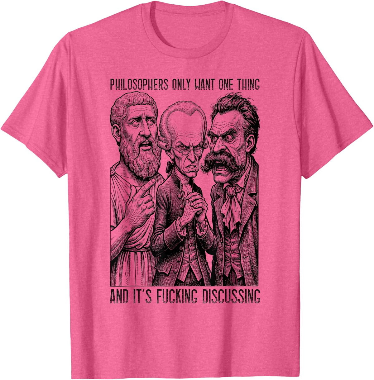 Funny Philosophy Fucking Discussing Philosophers T-Shirt - Pink Heather
