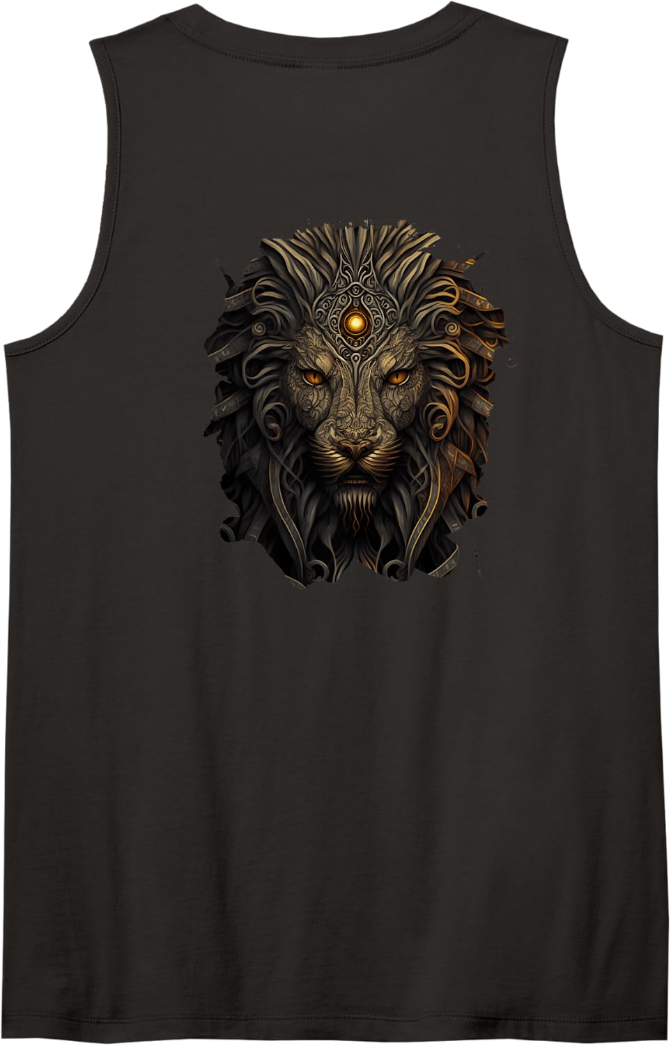 Backprint The Lion Monarch of Fantasy Tank Top - Black