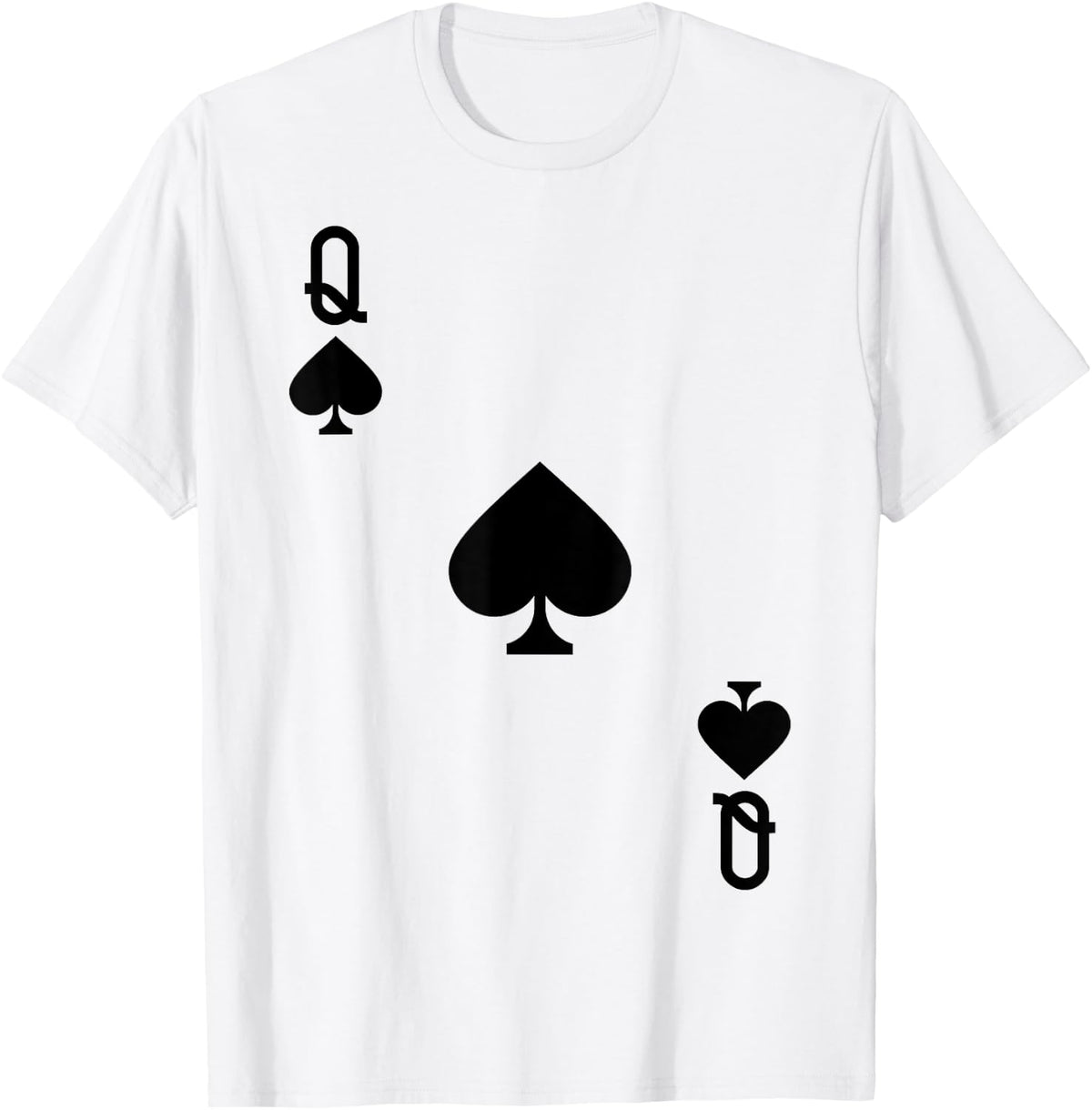 Queen of Spades Costume T-Shirt Halloween Deck of Cards T-Shirt - White
