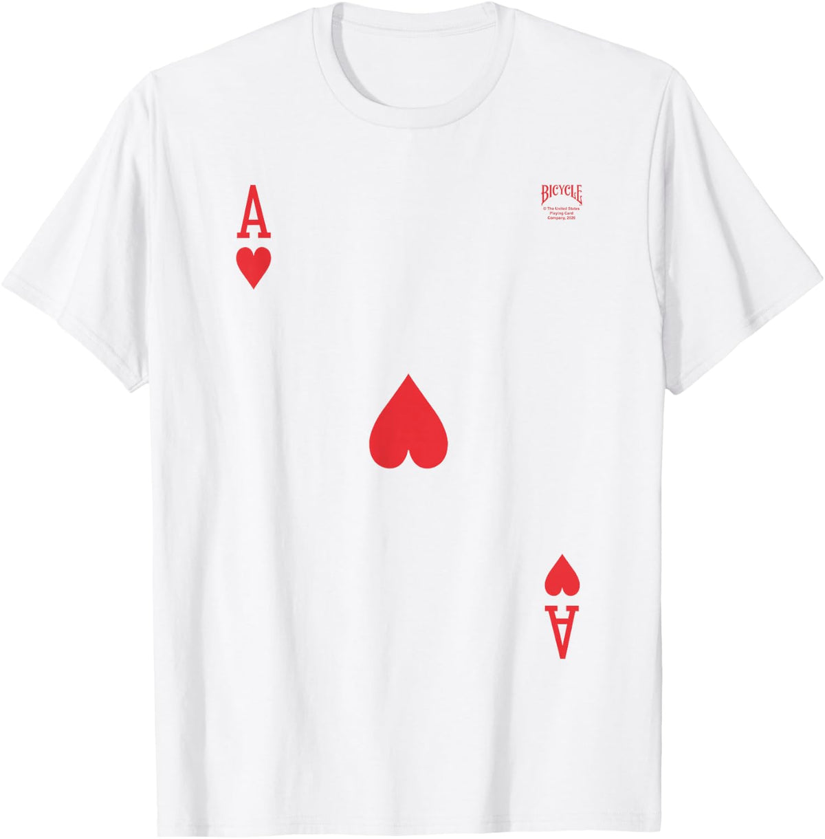 Ace of Hearts Playing Card Easy Halloween Group Costume T-Shirt - White