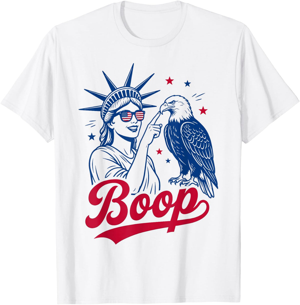 Boop Eagle Vintage USA Retro 4th July Statue of Liberty T-Shirt - White
