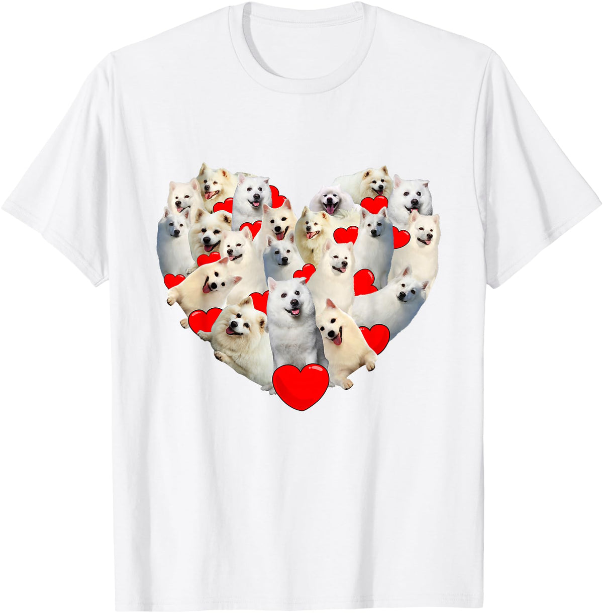 Cute Heart American Eskimo Valentine's Gifts Funny Heart Love American Eskimo Valentine's Day Gift T-Shirt - White
