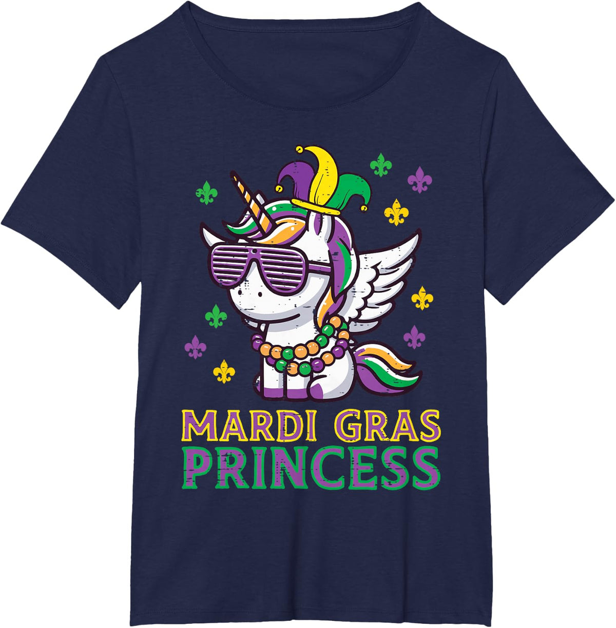 Mardi Gras Princess Unicorn Fat Tuesday Girls Kids Toddler T-Shirt - Navy Blue