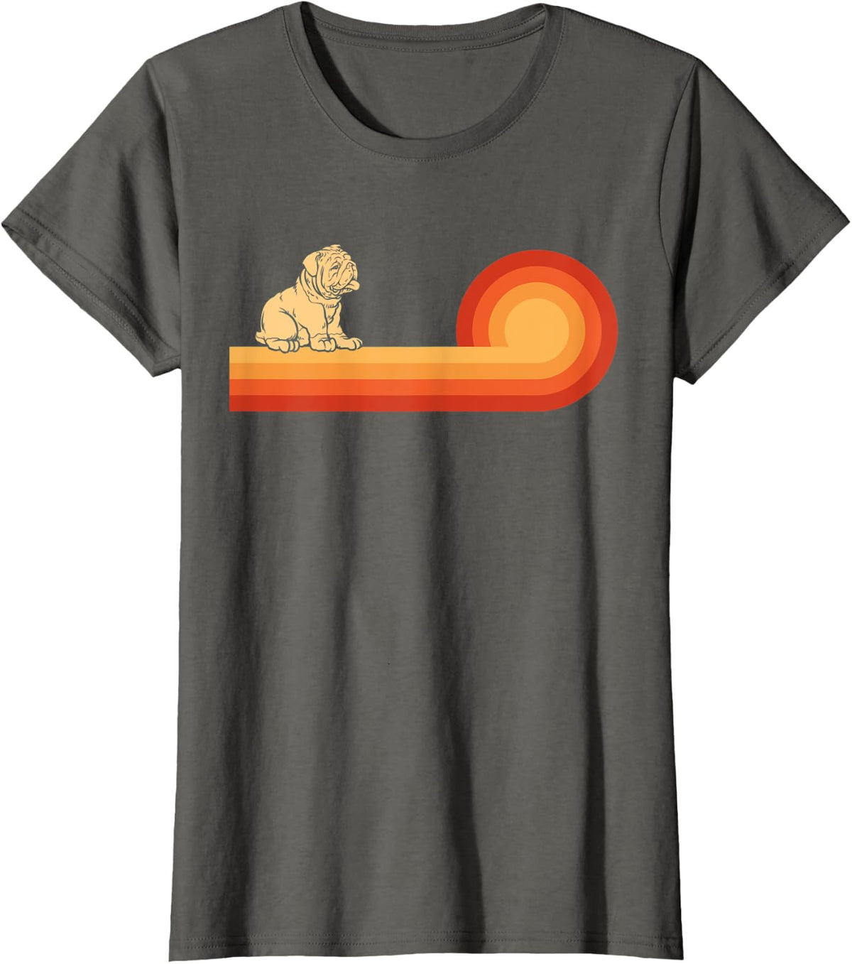 Retro English Bulldog Gifts Dog Mom Shirt Vintage Bull Dog T-Shirt - Asphalt Grey