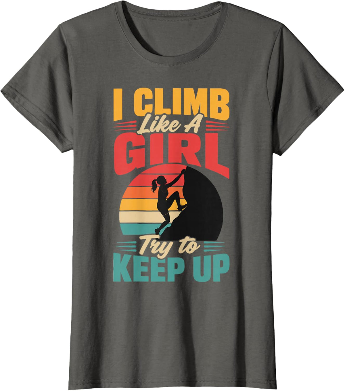 Girl Boulderer Rock Climber Boulder T-Shirt - Asphalt Grey