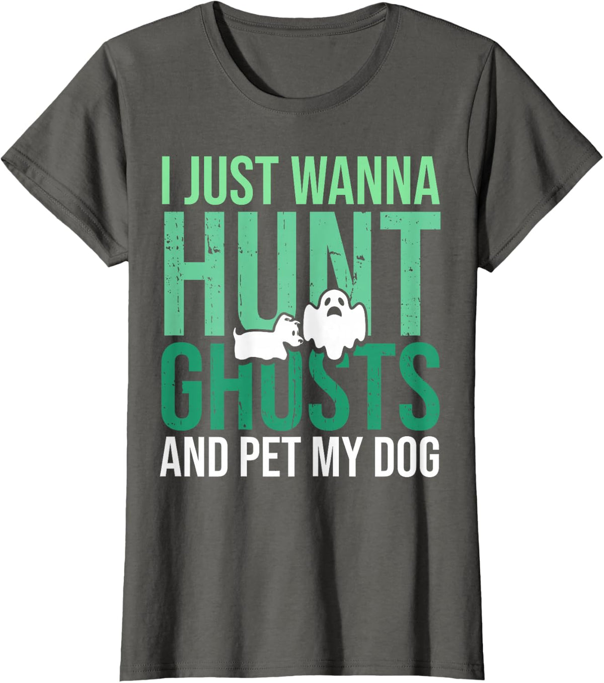 Ghost Hunting Dog Lovers for Paranormal Investigator T-Shirt - Asphalt Grey