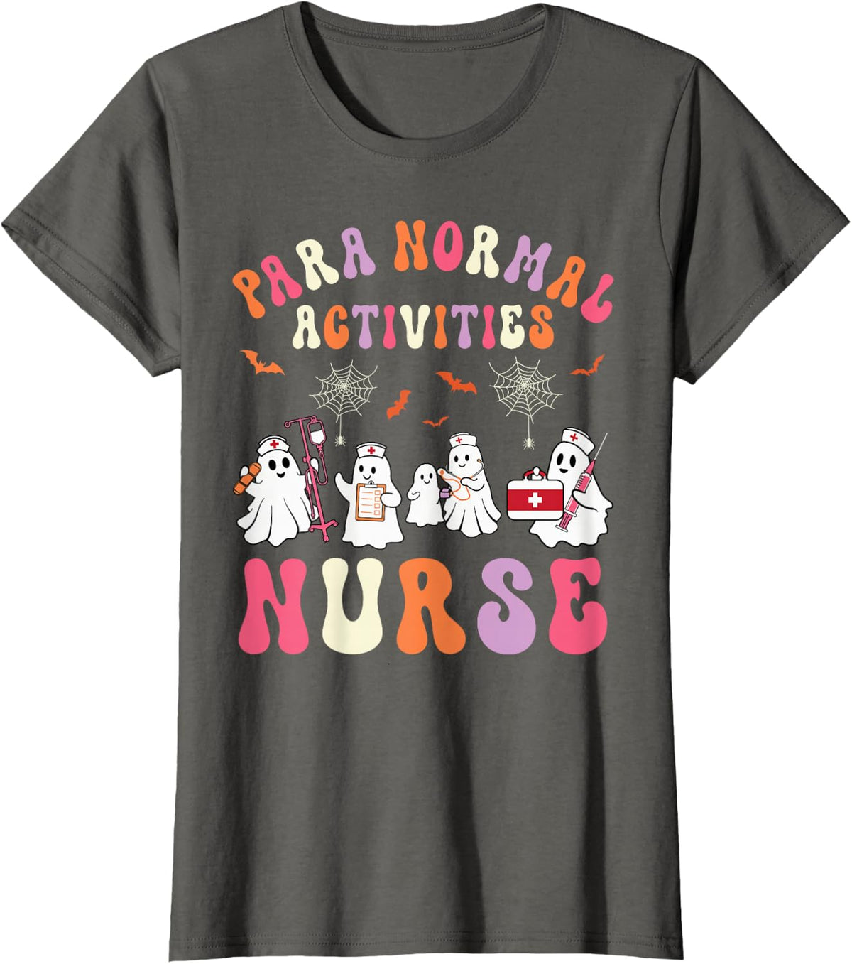 Retro Halloween Ghost para Normal Activities Nurse Women T-Shirt - Asphalt Grey