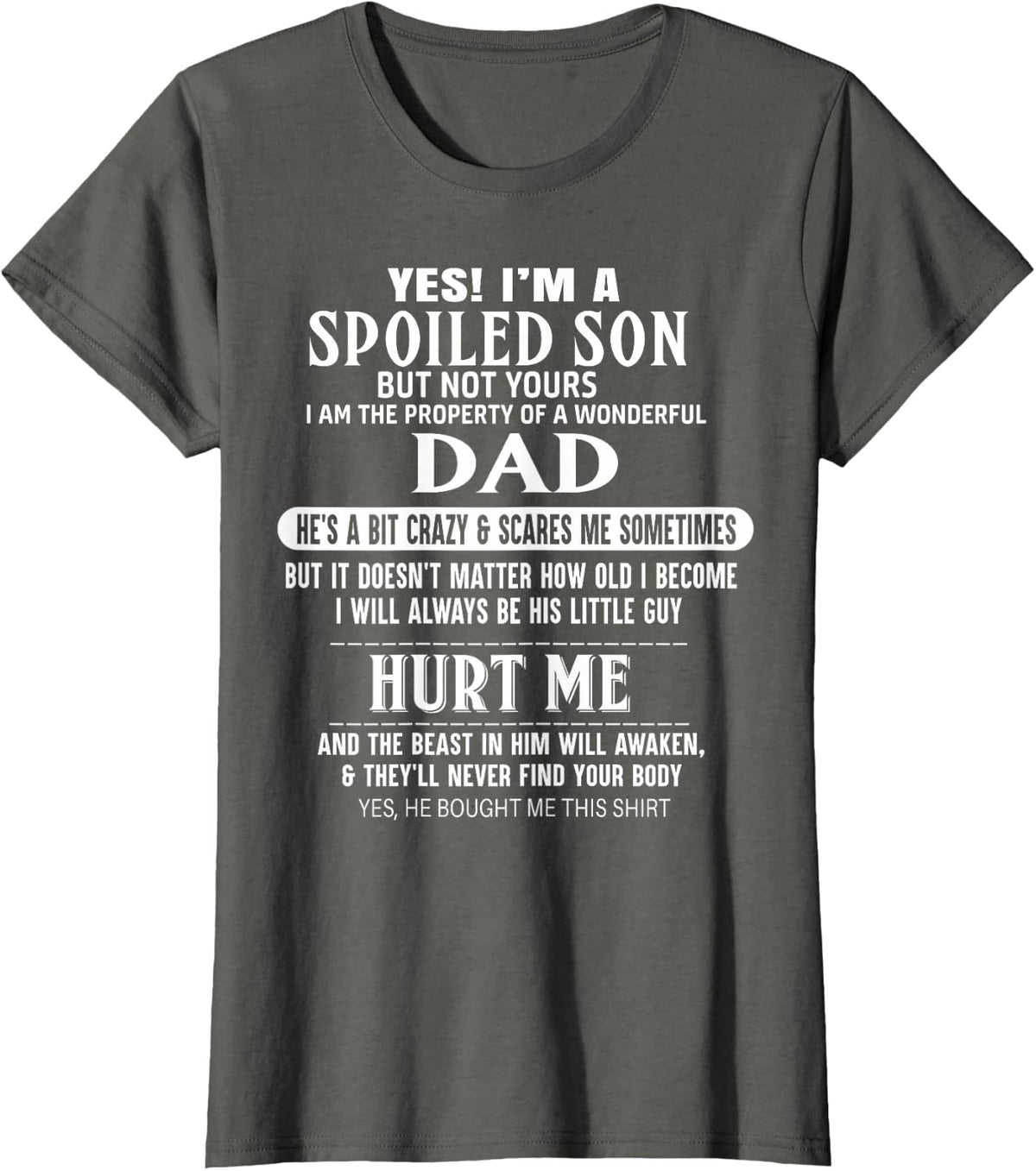 I'm A Spoiled Son, But Not Yours. I Am The Property T-Shirt - Asphalt Grey