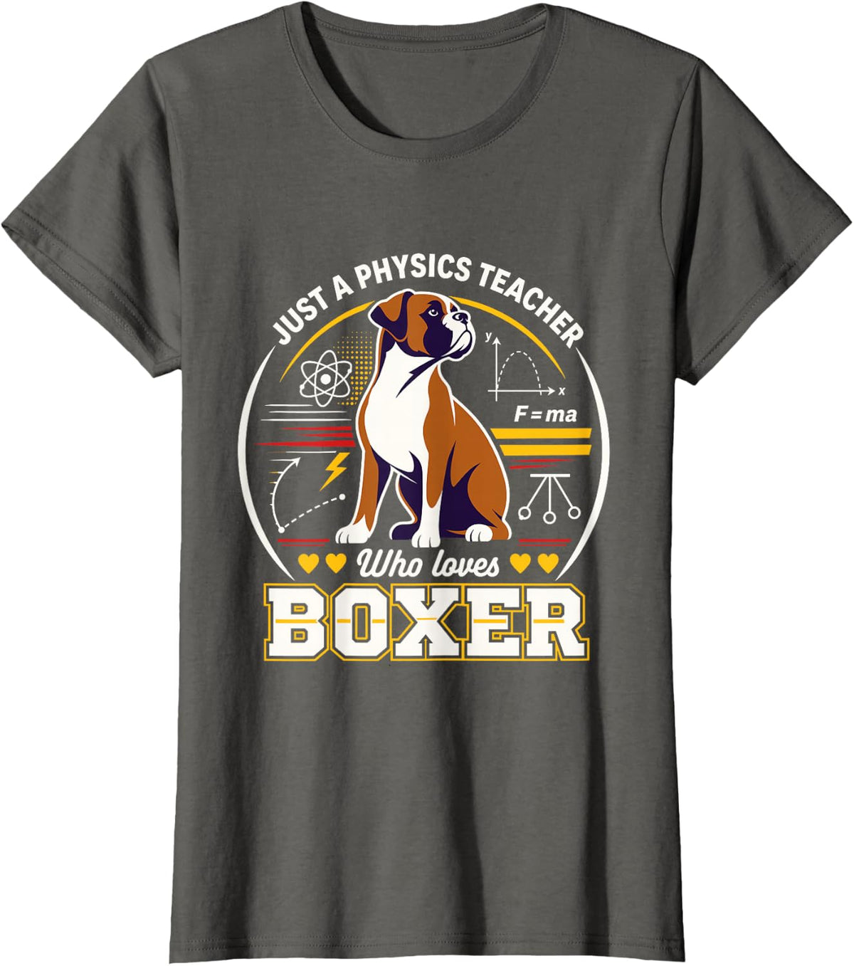 Just A Physics Teacher Who Loves Boxer Dogs T-Shirt - Asphalt Grey