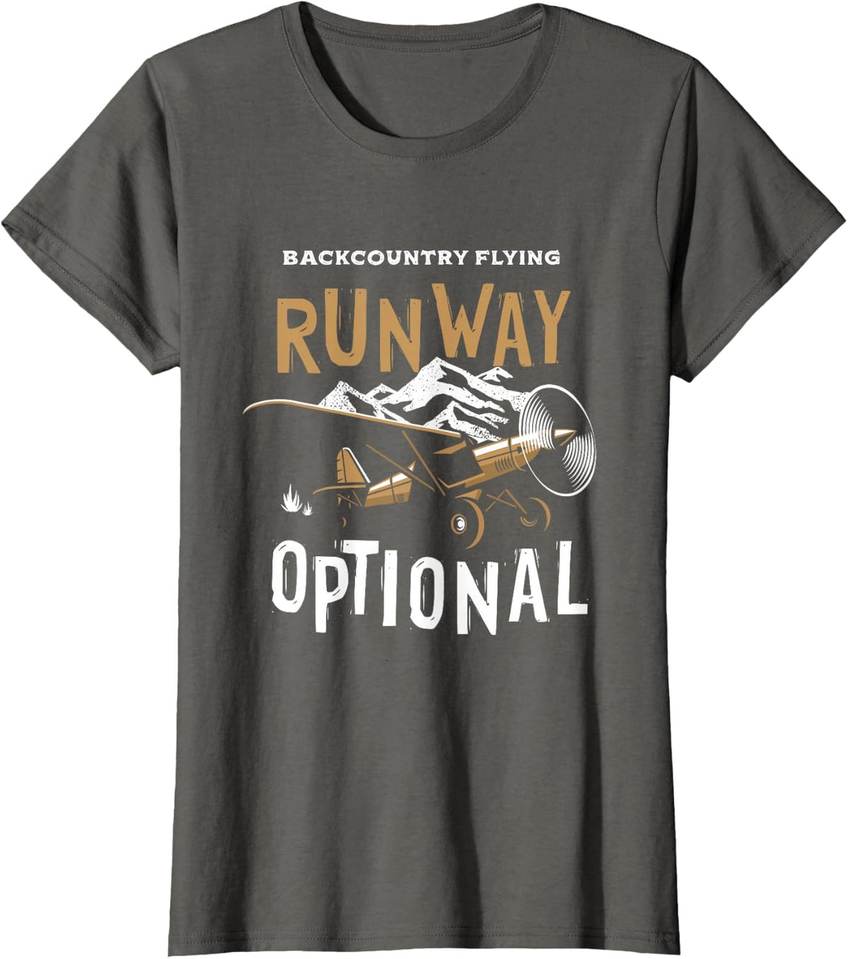 STOL Bush Plane Pilot, Backcountry Runway, Optional T-Shirt - Asphalt Grey