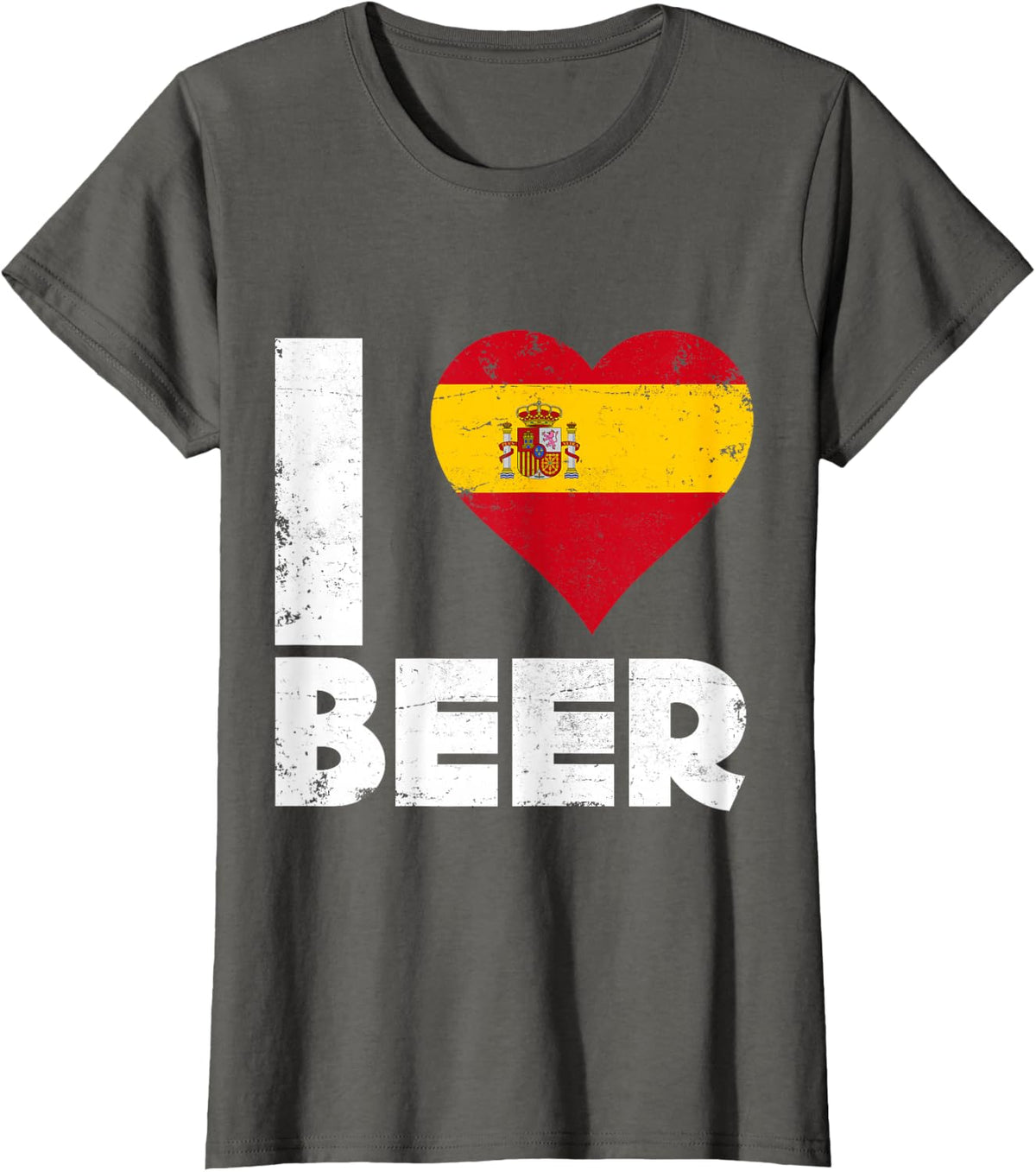 I Heart Spanish Beer Spain Pride Drinking Love Drink T-Shirt T-Shirt - Asphalt Grey