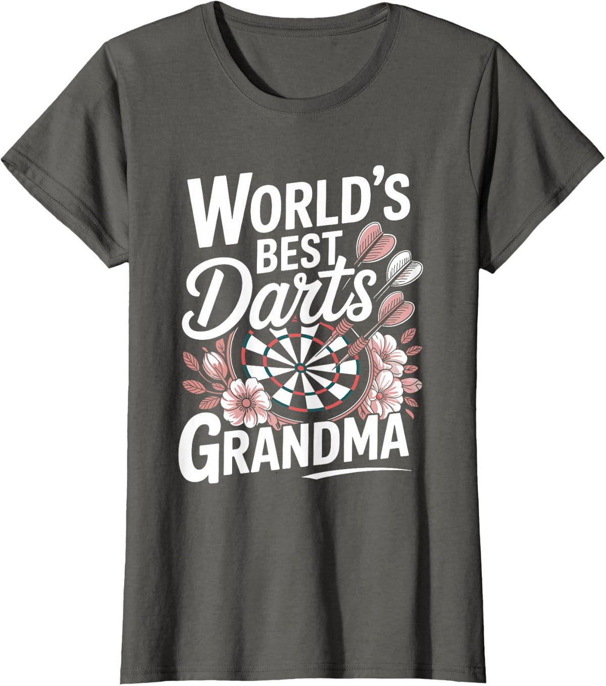 World's Best Darts Grandma Dartboard T-Shirt - Asphalt Grey