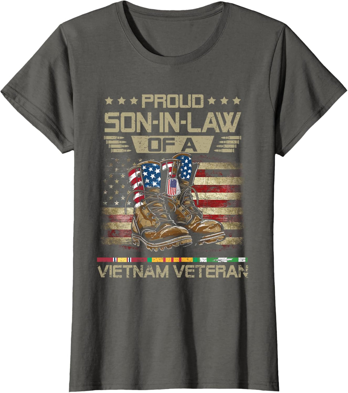 Proud Son-In-Law Of US Vietnam Veteran Family Matching T-Shirt - Asphalt Grey