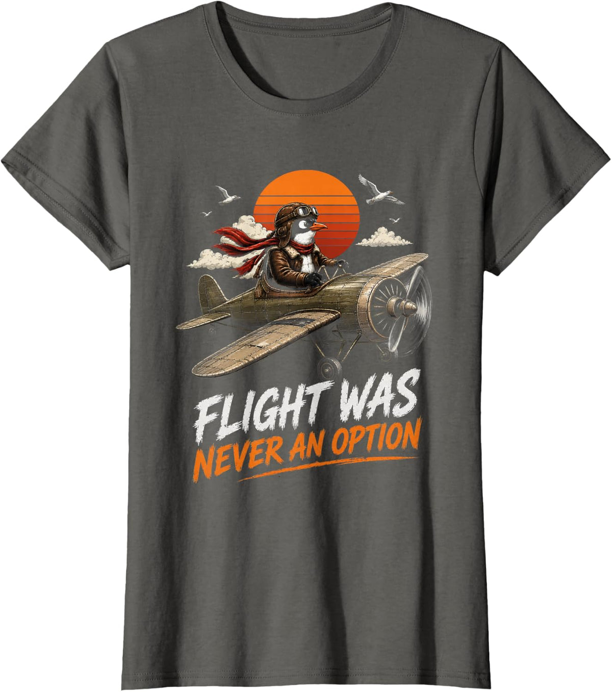Penguin Pilot Vintage Aviation T-Shirt - Asphalt Grey