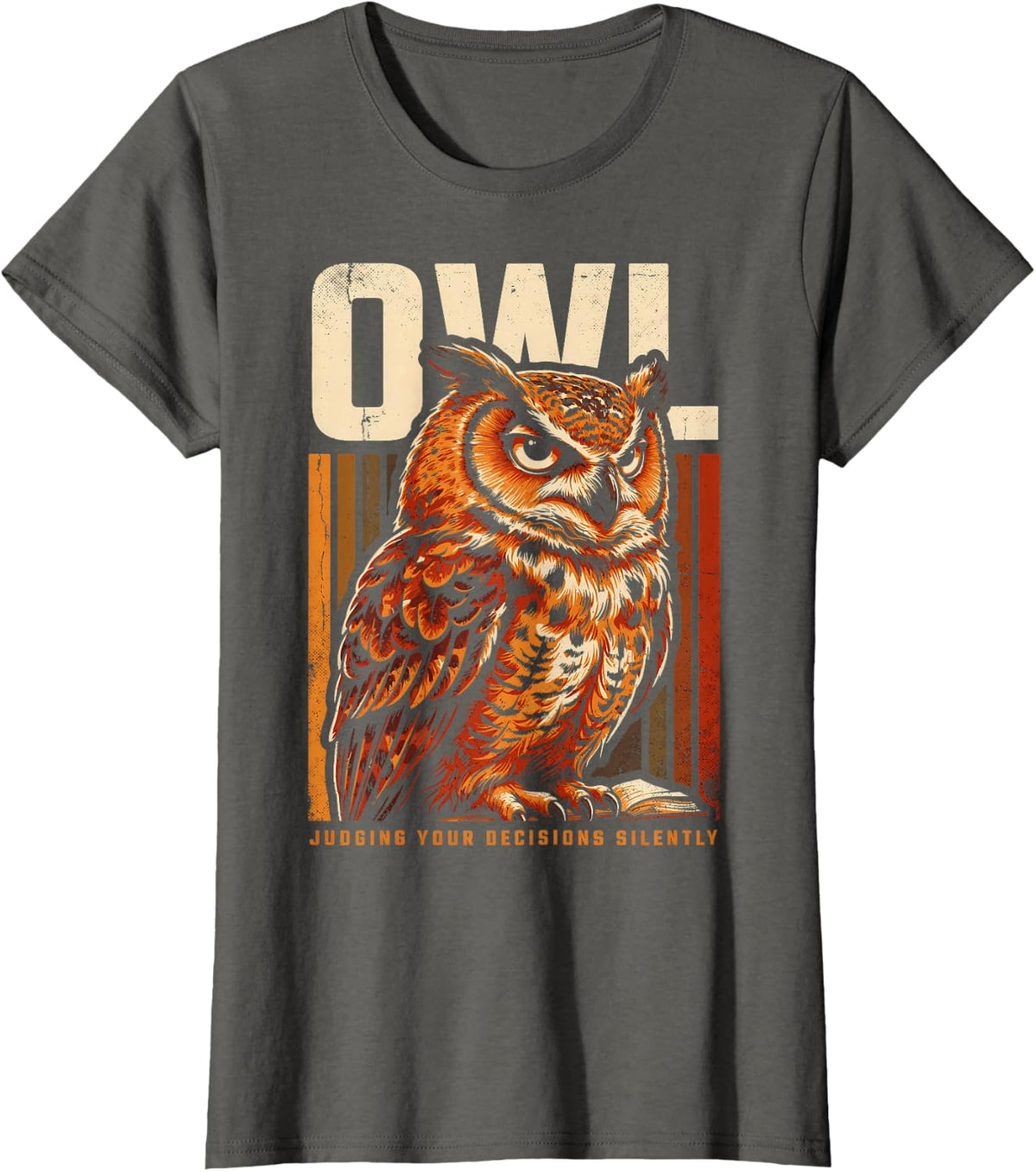 Owl Judging Your Decisions Silently Humor T-Shirt - Asphalt Grey