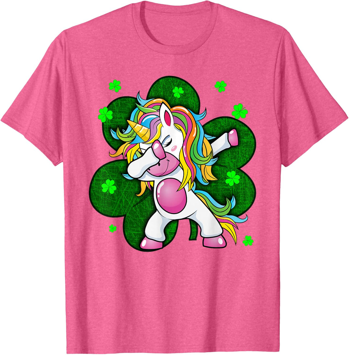 Girls St Patricks Day Outfit - Funny Dabbing Unicorn Women T-Shirt - Pink Heather