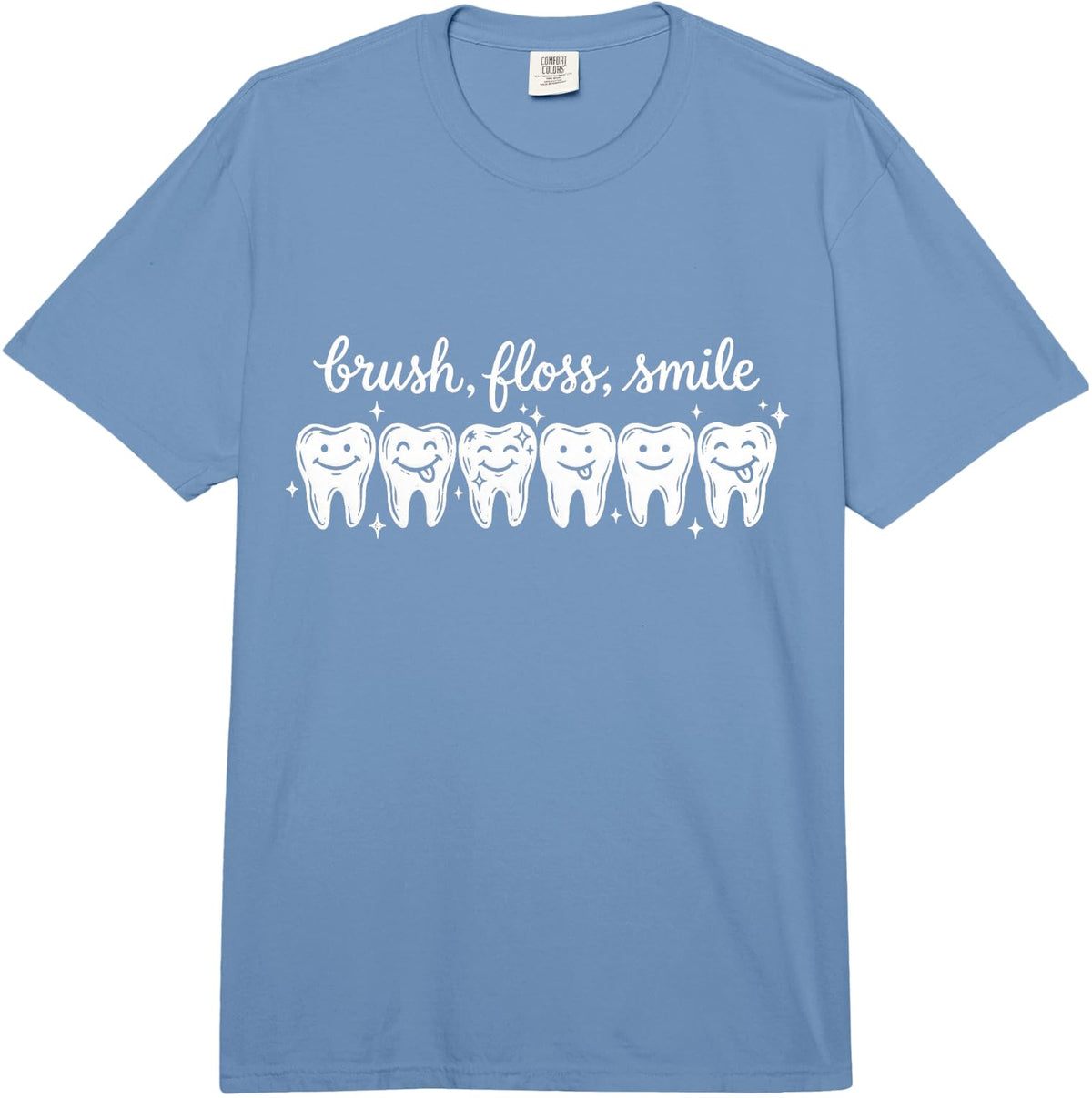 Dental Hygienist Brush Floss Smile Dental Assistants Comfort Colors Adult Heavyweight T-Shirt - Adult Unisex Deep Blue