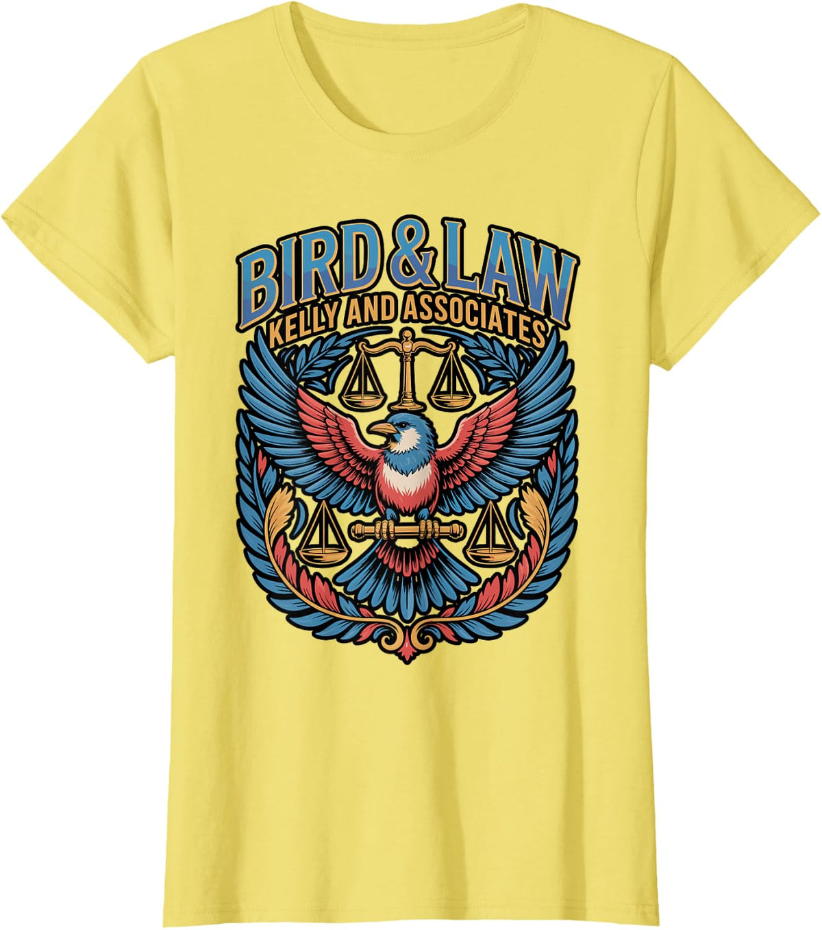 Bird Lawyer Parody with Scales and Birds T-Shirt - Lemon Yellow