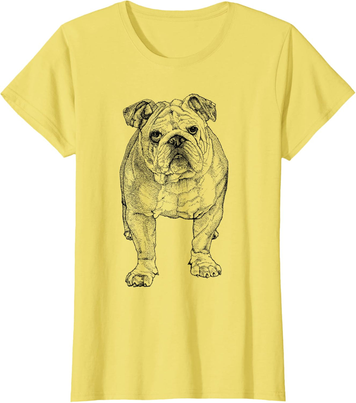 Cute Bulldog Sketch T-Shirt - Lemon Yellow