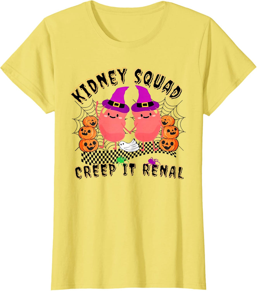 Kidney Squad Creep It Renal Nurse Halloween T-Shirt - Lemon Yellow