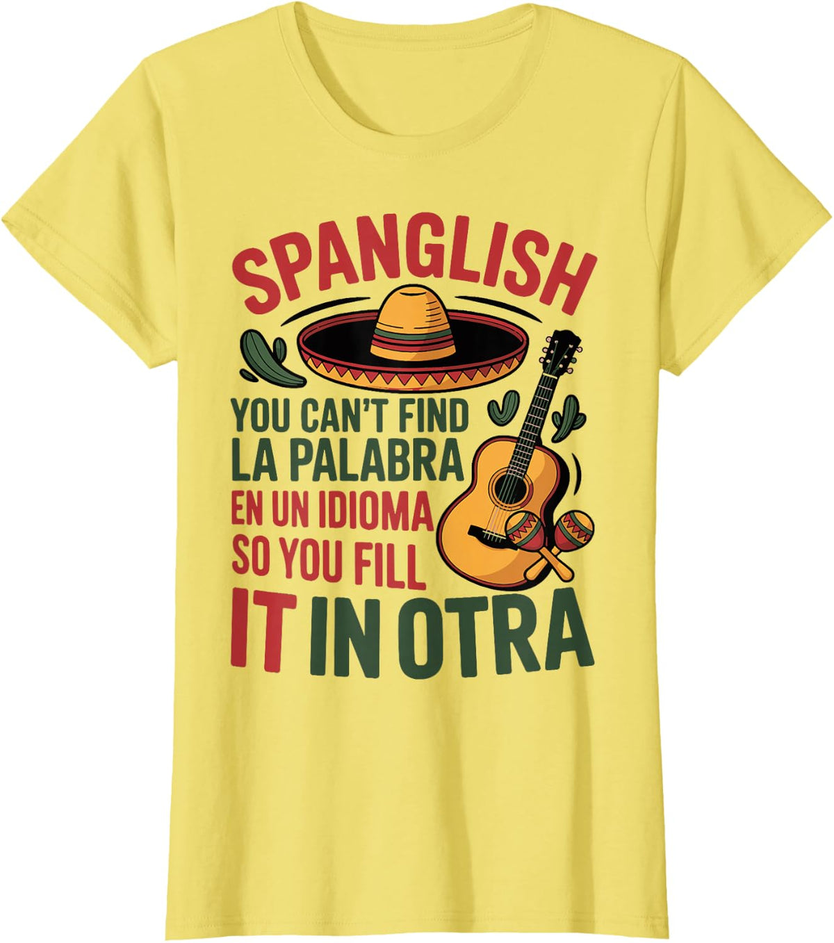 Spanglish English Spanish Teacher Mexican Bilingual Teacher T-Shirt - Lemon Yellow