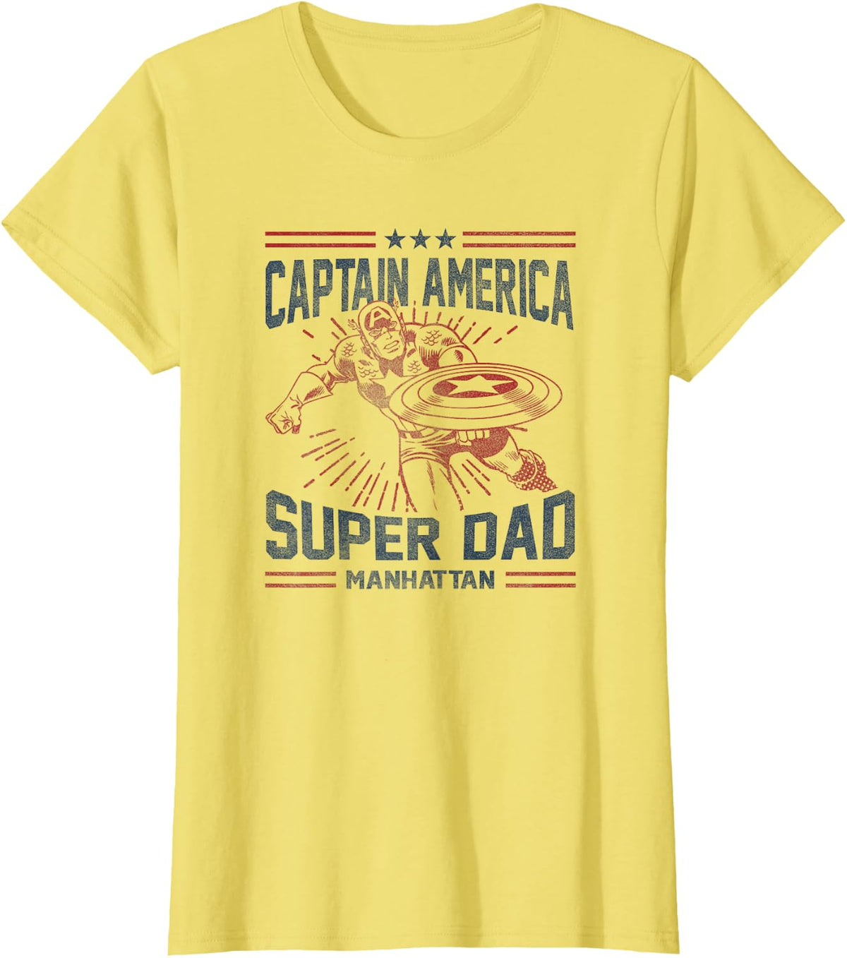 Marvel Father's Day Captain America Super Dad Poster T-Shirt - Lemon Yellow