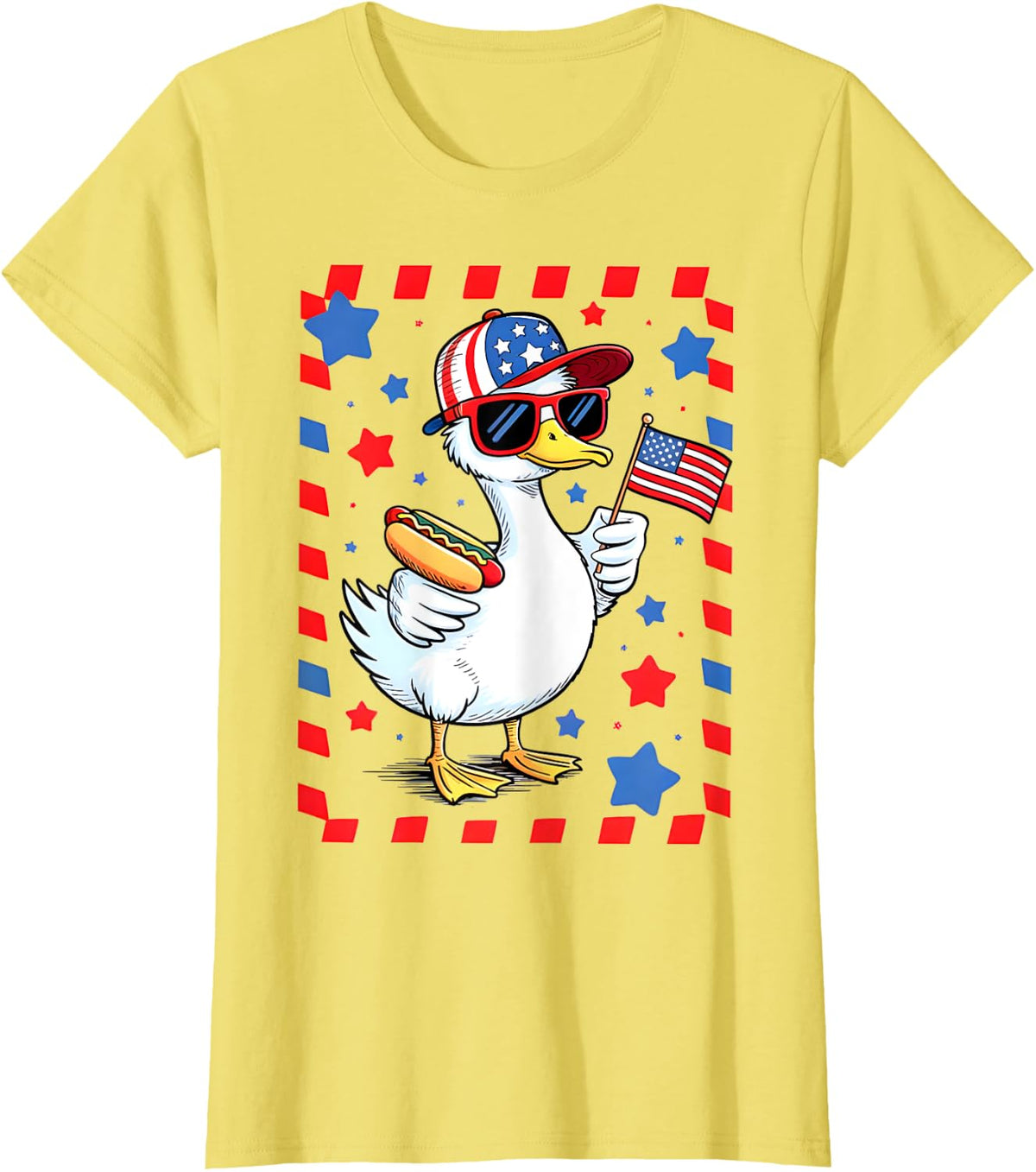 Cute America Goose 4th Of July Toddler US Flag Patriotic Boy T-Shirt - Lemon Yellow