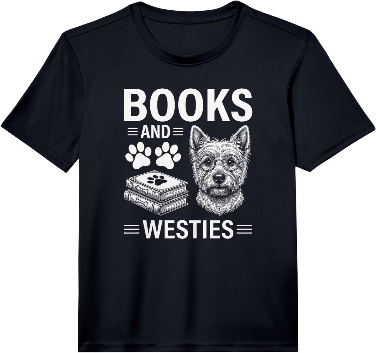 Books and Westies Funny West Highland White Terrier Performance T-Shirt - Black