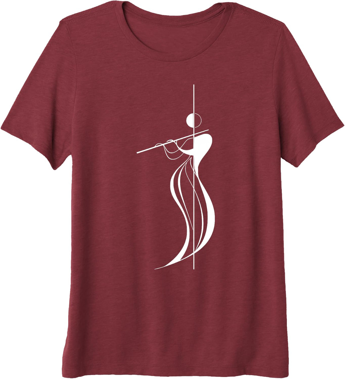 Flute Player - Woman Flutist Silhouette Classical Musician Premium Tri-Blend T-Shirt - Burgundy