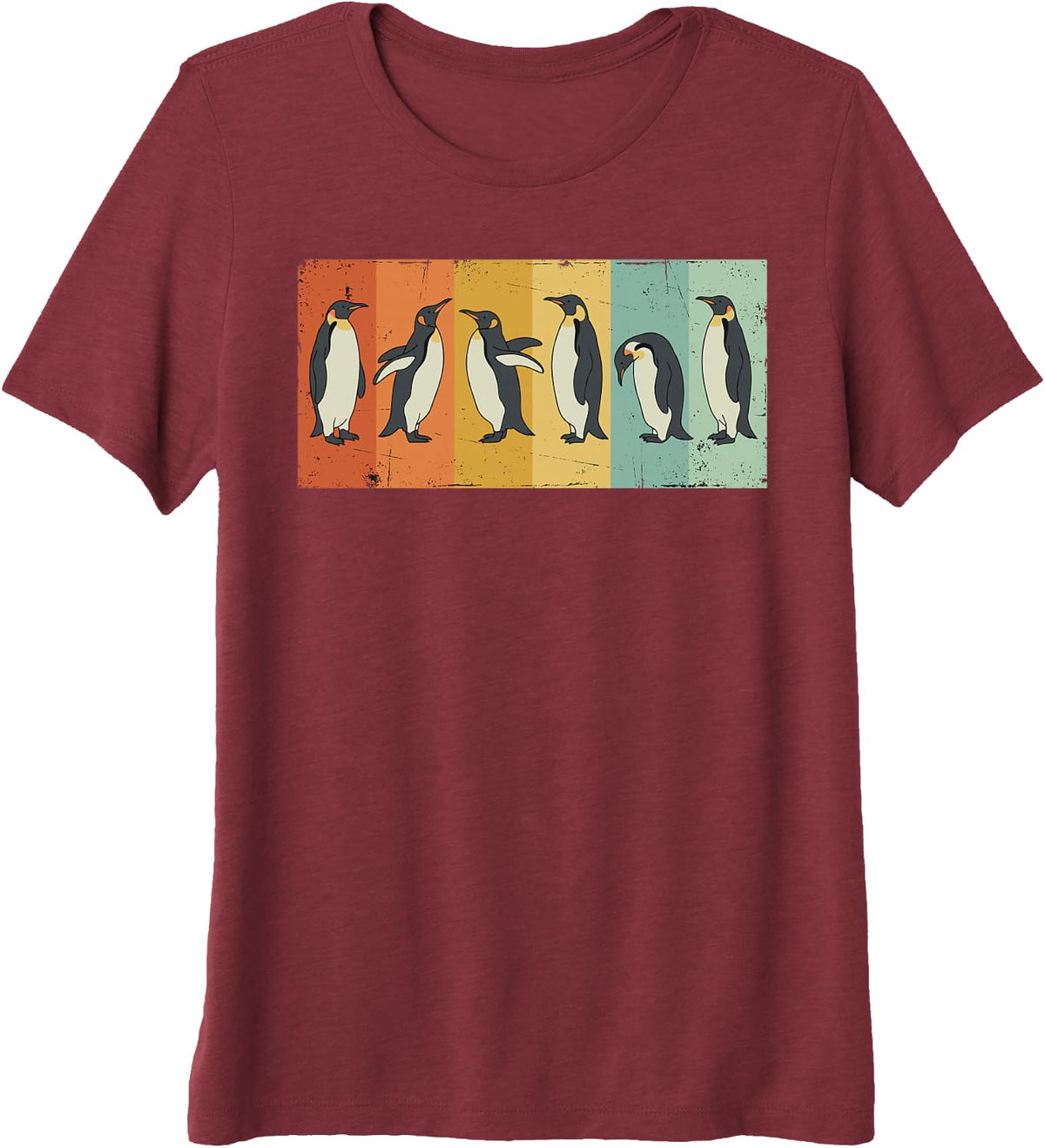 Vintage Retro Penguin Funny Penguin Fan Lover Wildlife Tee Premium Tri-Blend T-Shirt - Burgundy