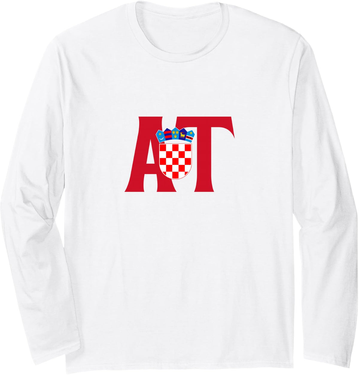 AT - Croatia Three Part Combo Design - Croatian Flag Part 2 Long Sleeve T-Shirt - Adult Unisex White