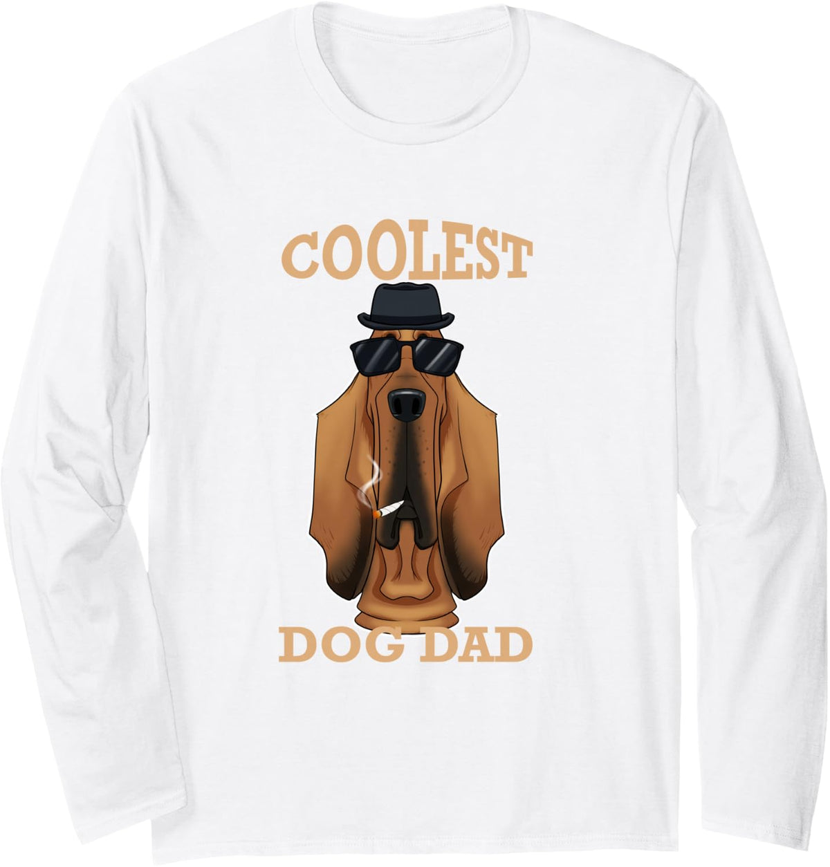 Coolest Dog Dad I Bloodhound Dad I Bloodhound Long Sleeve T-Shirt - Adult Unisex White