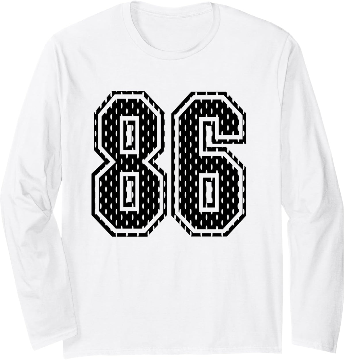 Black Number 86 Sports Fan #86 Jersey Shirt Team Player Long Sleeve T-Shirt - Adult Unisex White