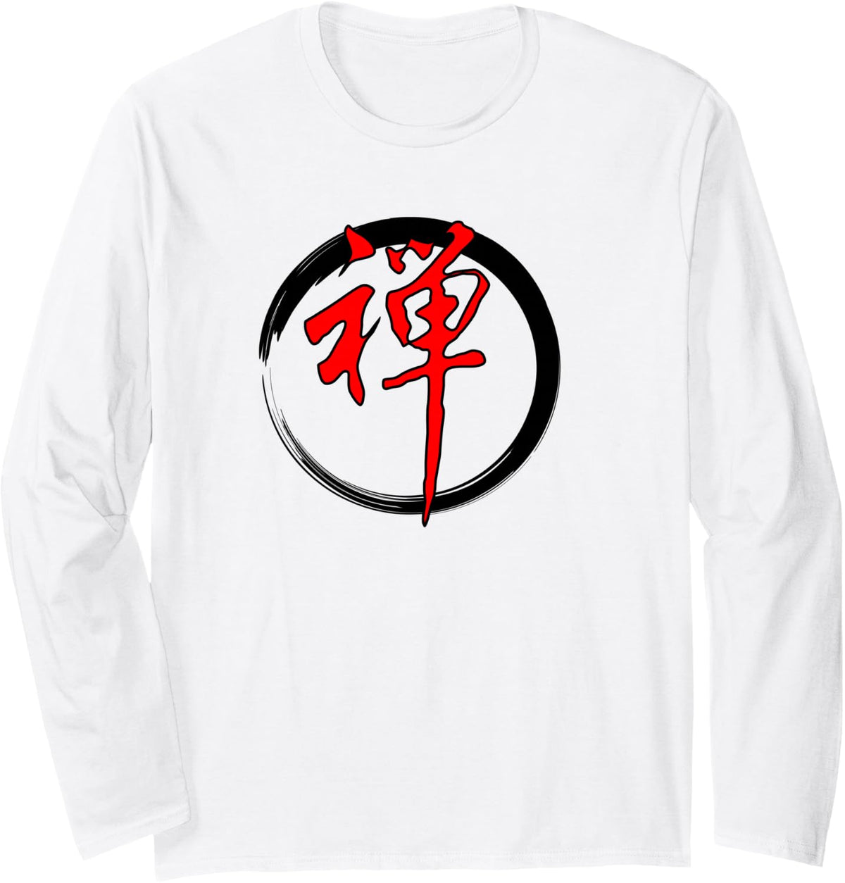 Zen Symbol Enzo Circle Harmonious Elegance Buddhist Japanese Long Sleeve T-Shirt - Adult Unisex White