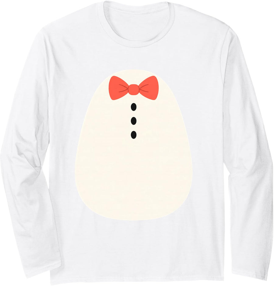 Penguin Belly Bow Tie Minimalist Cute Halloween Costume Long Sleeve T-Shirt - Adult Unisex White